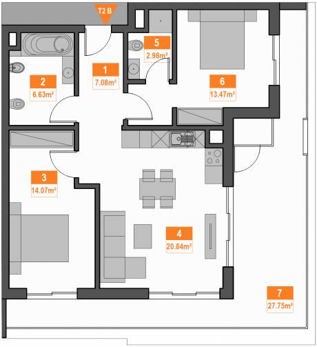1b apartment plan