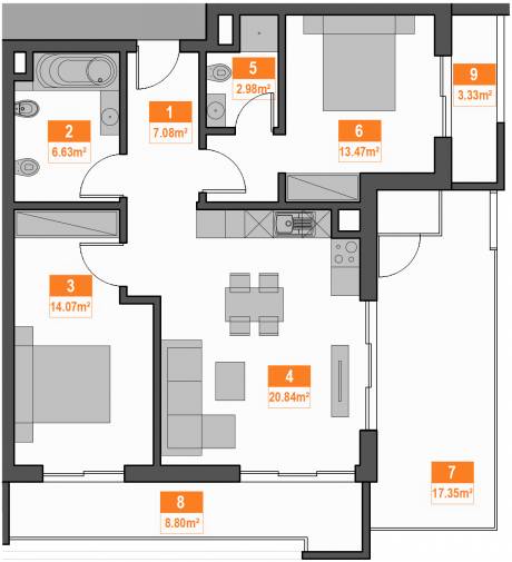 3b apartment plan
